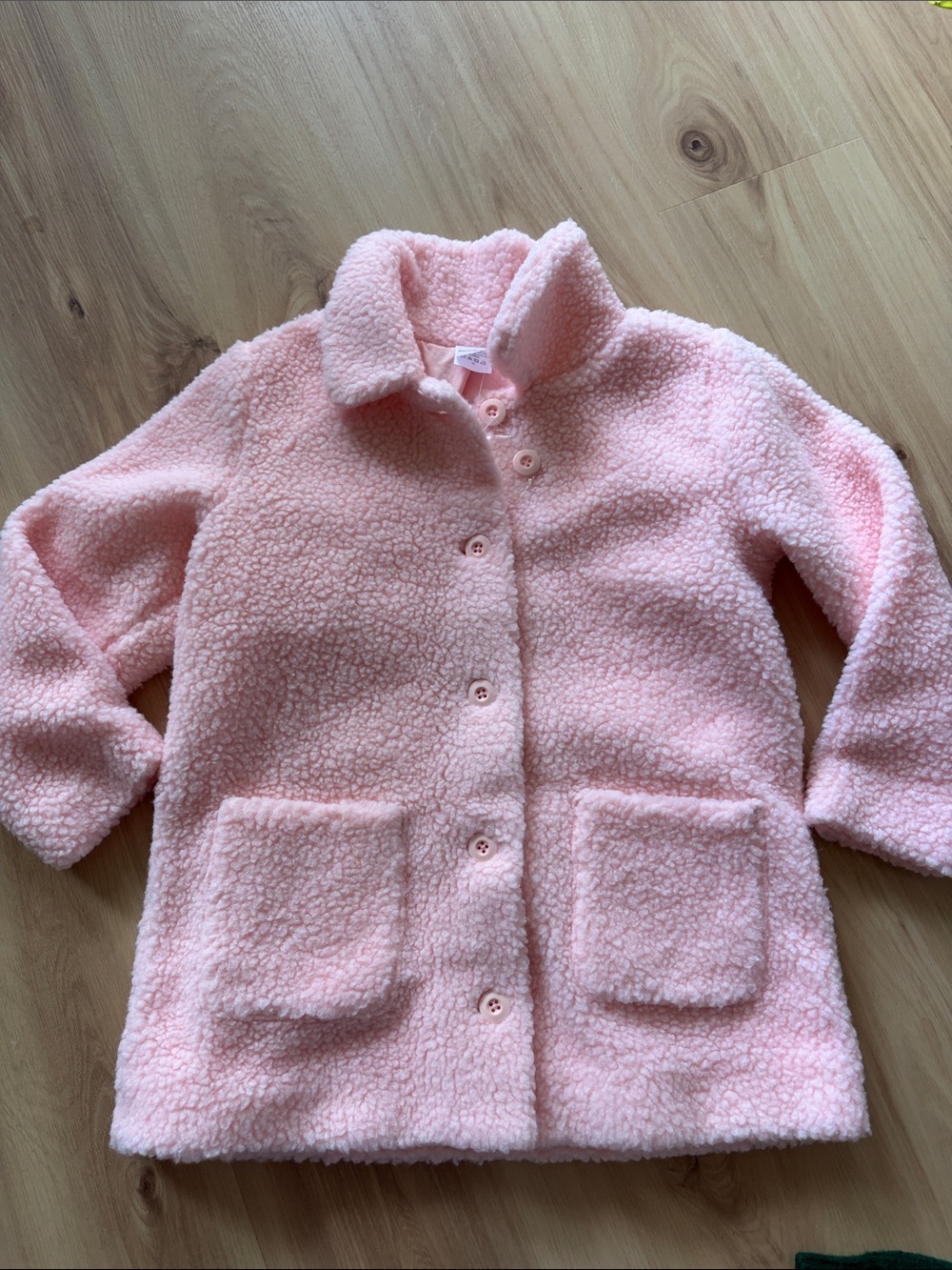 NWT Hanna Andersson Girls Pink Sherpa Button-Up Jacket